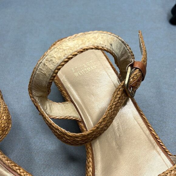 Stuart Weitzman Natural Woven Wedges Espadrilles Shoes - Picture 7 of 8